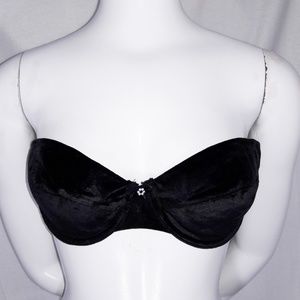 Vtg Jaclyn Smith Black Velvet Strapless Bra 36B